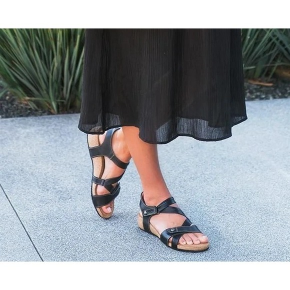 Taos Footwear Shoes - Taos Universe Black Leather Backstrap Sandals Adjustable Size 8-8.5 EUR 39